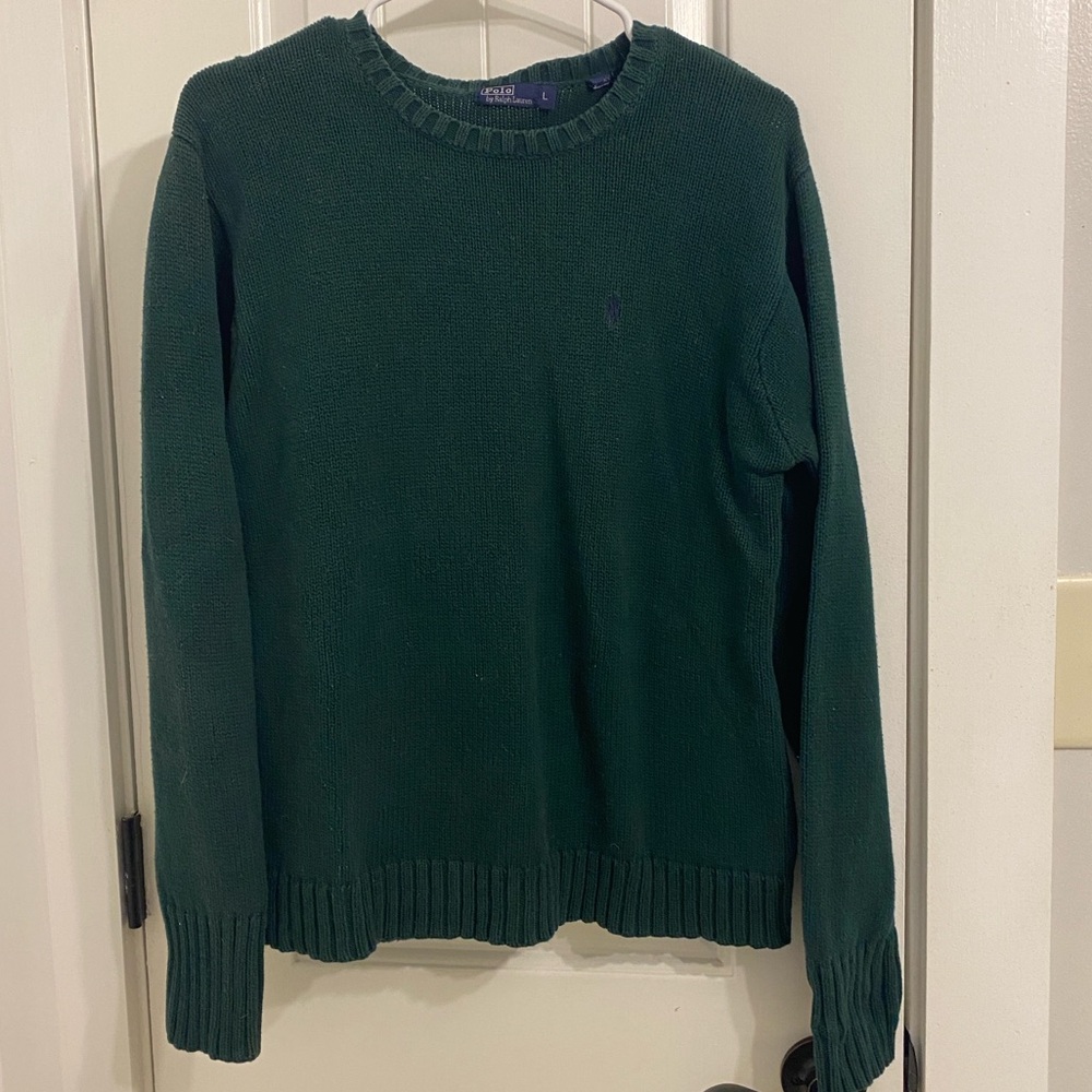 Mens Green Polo Sweater size Large